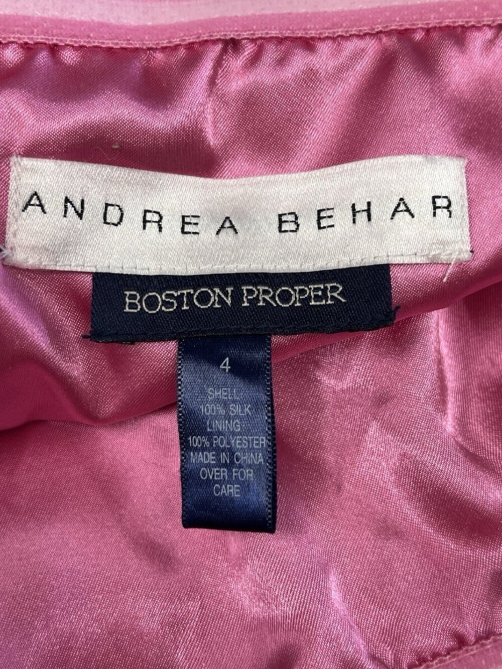 Y2K Andrea Behar Boston Proper Strapless Mini Dress Size 4 Pink Satin Silk - Picture 4 of 7